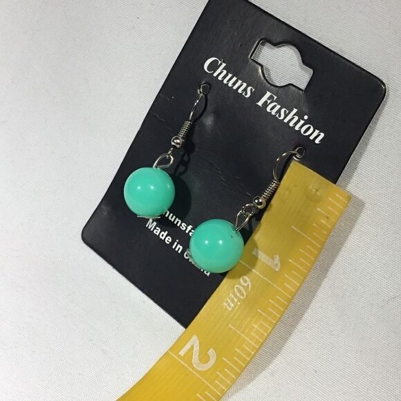 Turquoise Ball Drop Earrings (UC3) - Picture 2 of 4